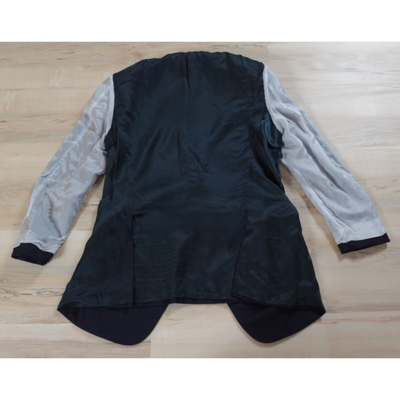 Trussini Men 40R Blazer Wool Three Button Single Breasted Navy Blue Window Pane - Picture 4 of 14